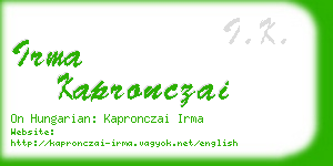 irma kapronczai business card